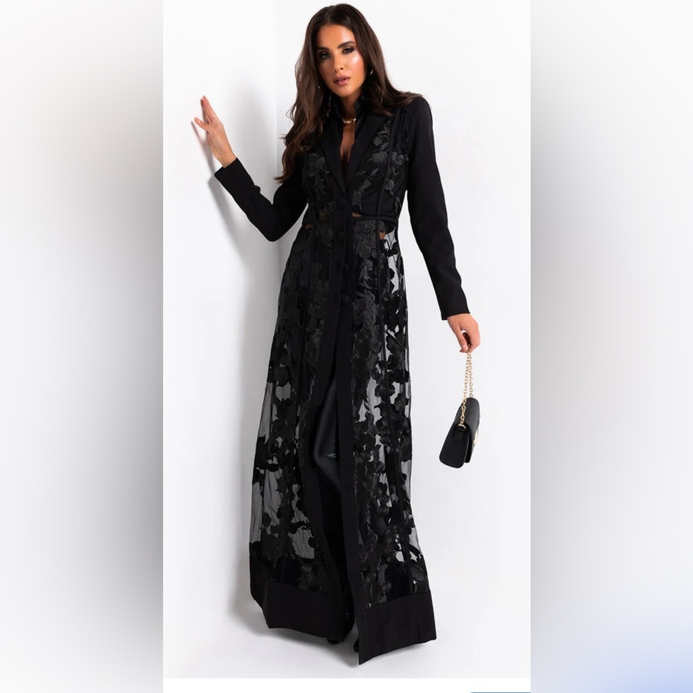 AKIRA Black Lace Long Coat